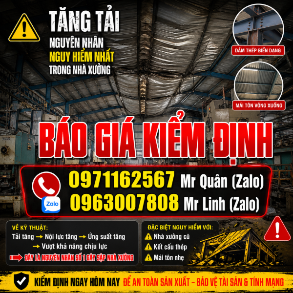 Tăng tải nhà xưởng gây nguy cơ sập mái