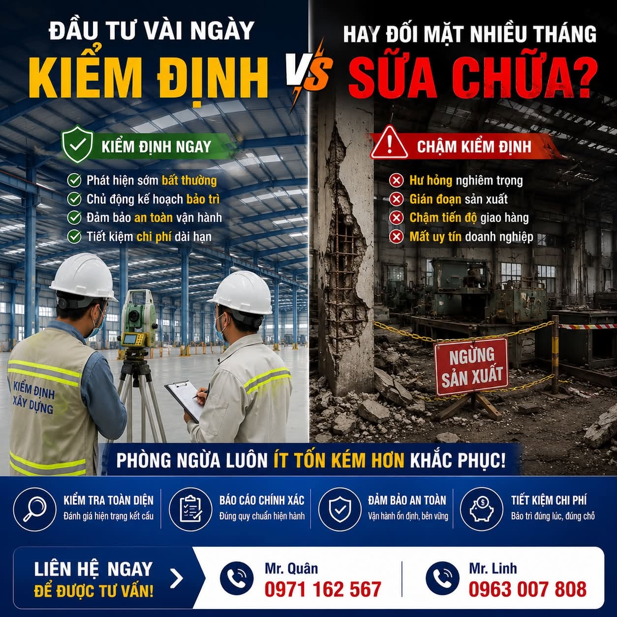 Làm sao biết nhà xưởng có an toàn để tiếp tục sử dụng