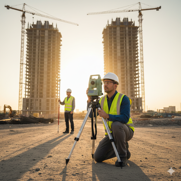 Kỹ sư thực hiện quan trắc lún nghiêng công trình theo đúng quy trình kỹ thuật