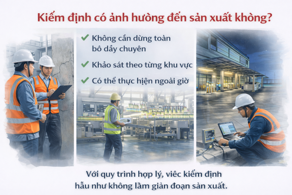 Kiểm định nhà xưởng thực hiện theo từng khu vực, không cần dừng toàn bộ dây chuyền