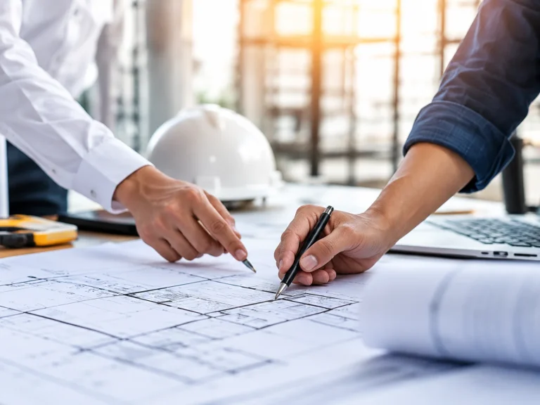 Ảnh ví dụ về kỹ sư đang bàn về bản vẽ